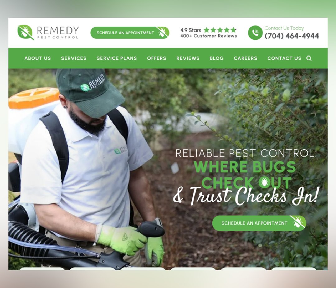 🎉 We are happy to announce the launch of Remedy Pest Control's new website! Check out their awesome new design! 🎉
#NewWebsite #WebsiteDesign #NewLaunch

bit.ly/3UDYTZh
