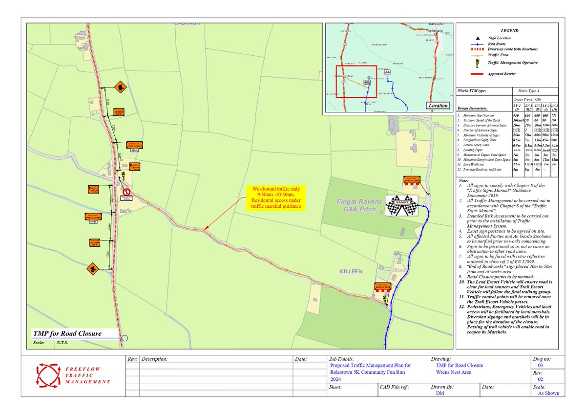 Proposed Temporary Road Closure of various roads in the Swords LEA for the purpose of supporting a community 5K fun Run to benefit Fingal Ravens GFC and Rolestown National School. The roads will be closed from 9.30am to 11.45am on Sunday 19th May 2024. Fingal County Council…