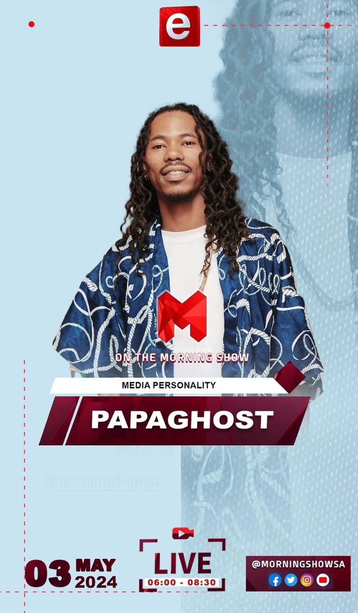 Make sure you tune in tomorrow to the Morning show between 06h00 and 08h30!

#SabeloNcube #PapaGhost