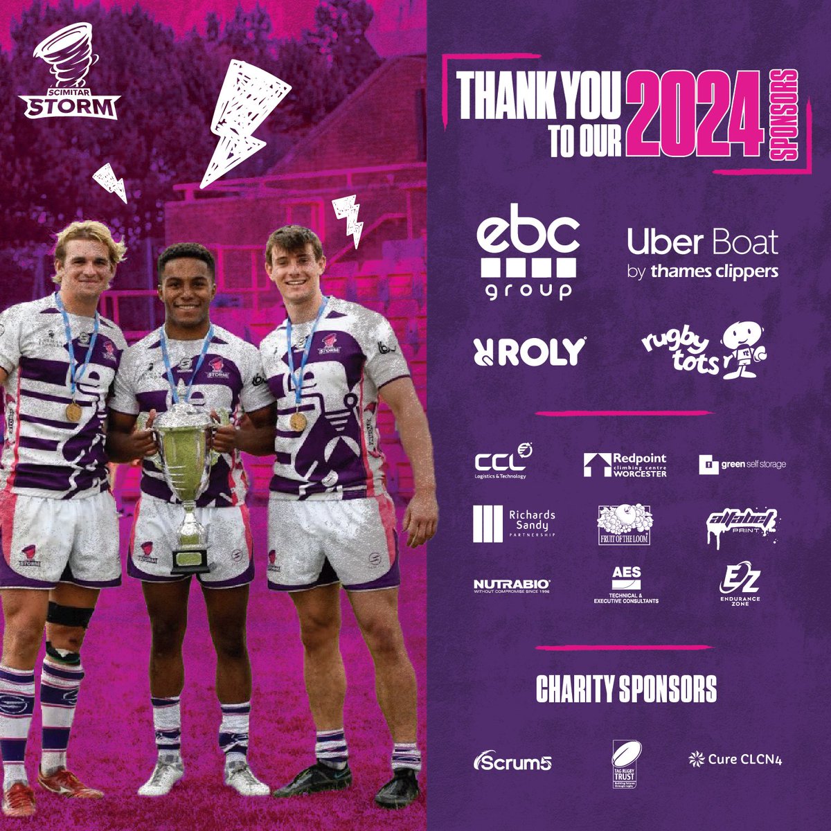 Scimitar Storm are back for the 2024 season and hungry for more silverware! 🏉 We would like to thank our main title sponsors for their unwavering support ahead of the upcoming season, with special mentions to: - @ThamesClippers - @EBC_Group - ROLY - @RugbytotsLtd Thank…