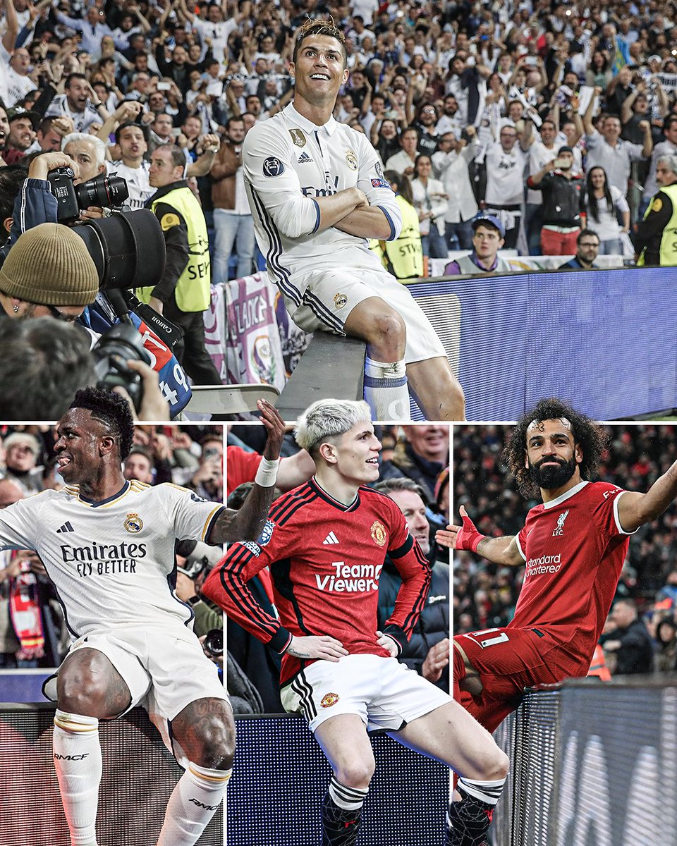 Seven years ago today, Cristiano Ronaldo scored a hat trick against Atletico Madrid in the UCL and hit this iconic celebration 🐐

We've seen some stars hit it this season 🔥