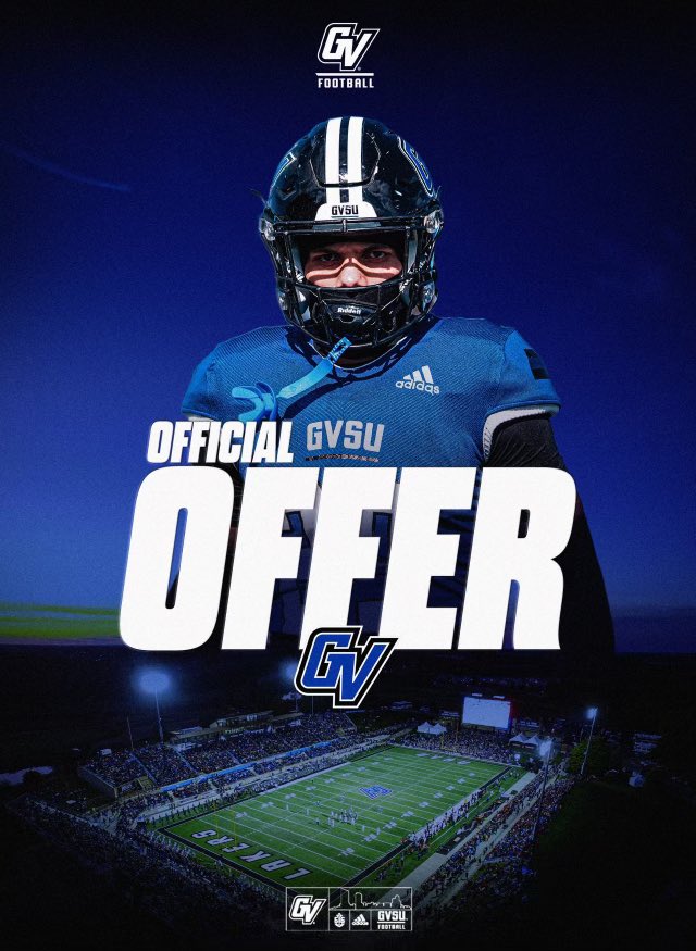 After a GREAT phone call with @CoachStuddGV I am blessed to receive my first OFFER from Grand Valley State University! @gvsufootball