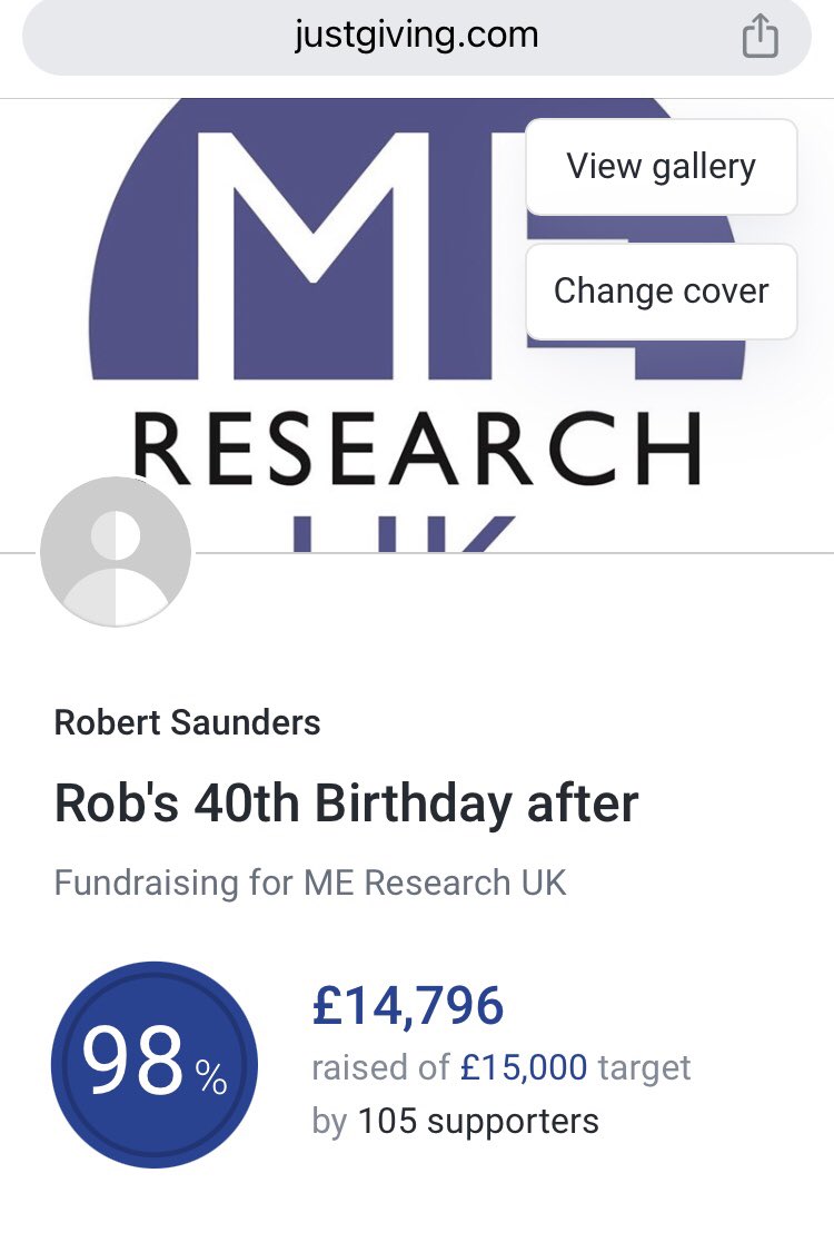 So far this year we’ve raised another £380 for @MEResearchUK. Please help me to raise the extra £204 needed to reach my revise target of £15,000 for my birthday tomorrow 🙏 justgiving.com/fundraising/Ro…