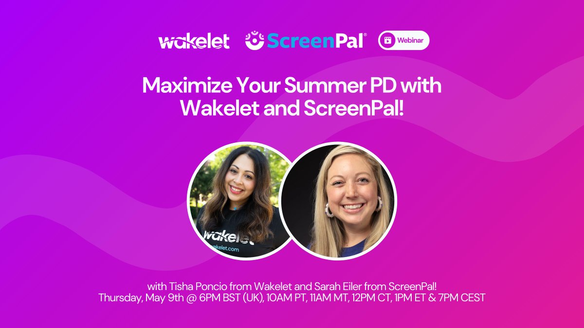 🎥 Catch @sarahlaseiler and me next Thursday for a special @screenpalapp @wakelet showcase! We will be sharing ways to enhance professional development, increase accessibility, and much more! Register here: webinars.wakelet.com/screenpal #wakelet #screenpal #videolearning #curation