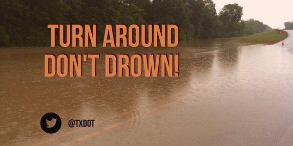 TRINITY COUNTY FLOODING: FM 357 at WH Tullos Road is under water. Motorists are advised to avoid the area. Never drive through a flooded roadway. #TurnAroundDontDrown