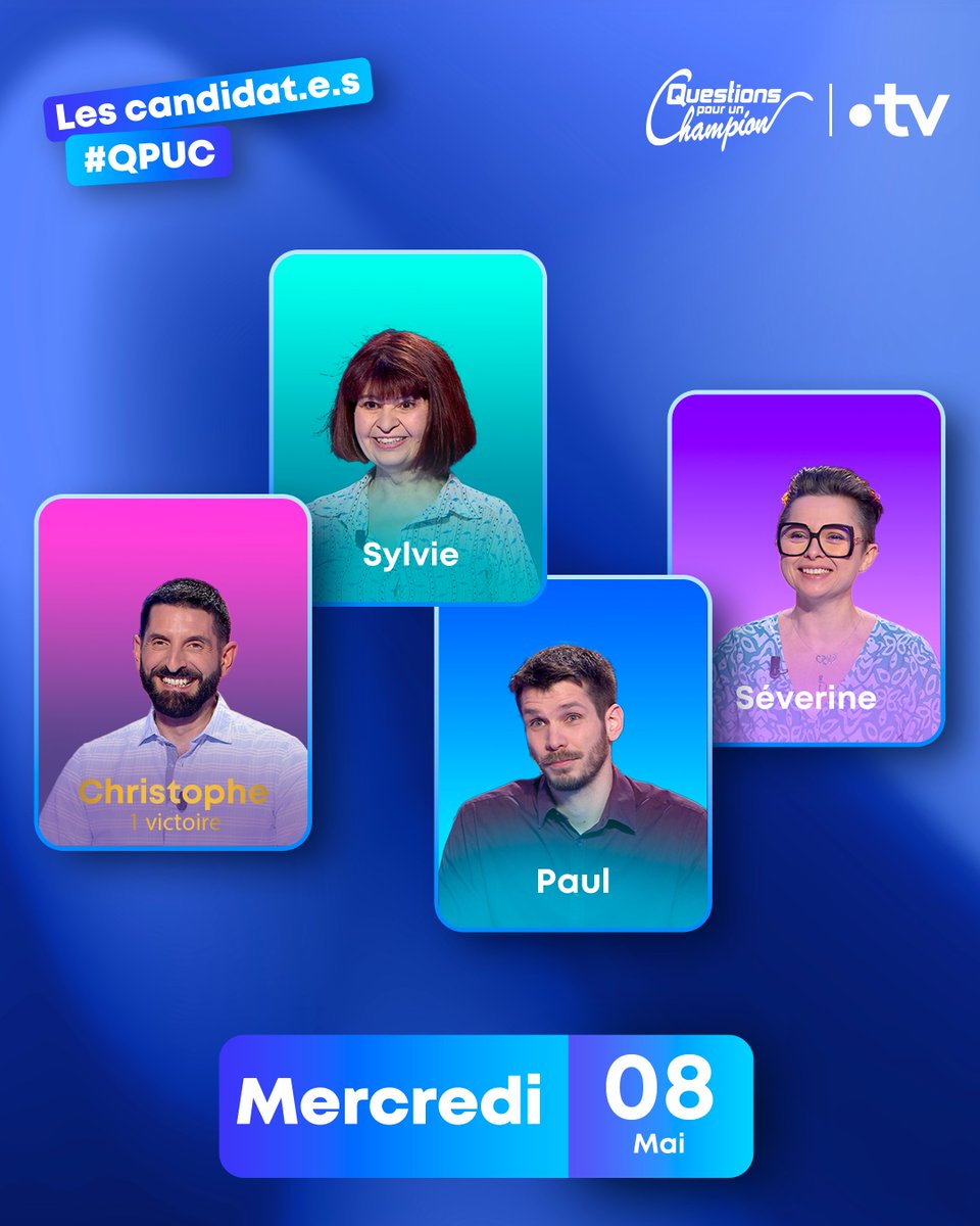 Bravo Christophe !! Notre gagnant de mardi soir 🤩

Sylvie, Paul et Séverine cherchent également la victoire ce soir. Qui sera le vainqueur ?