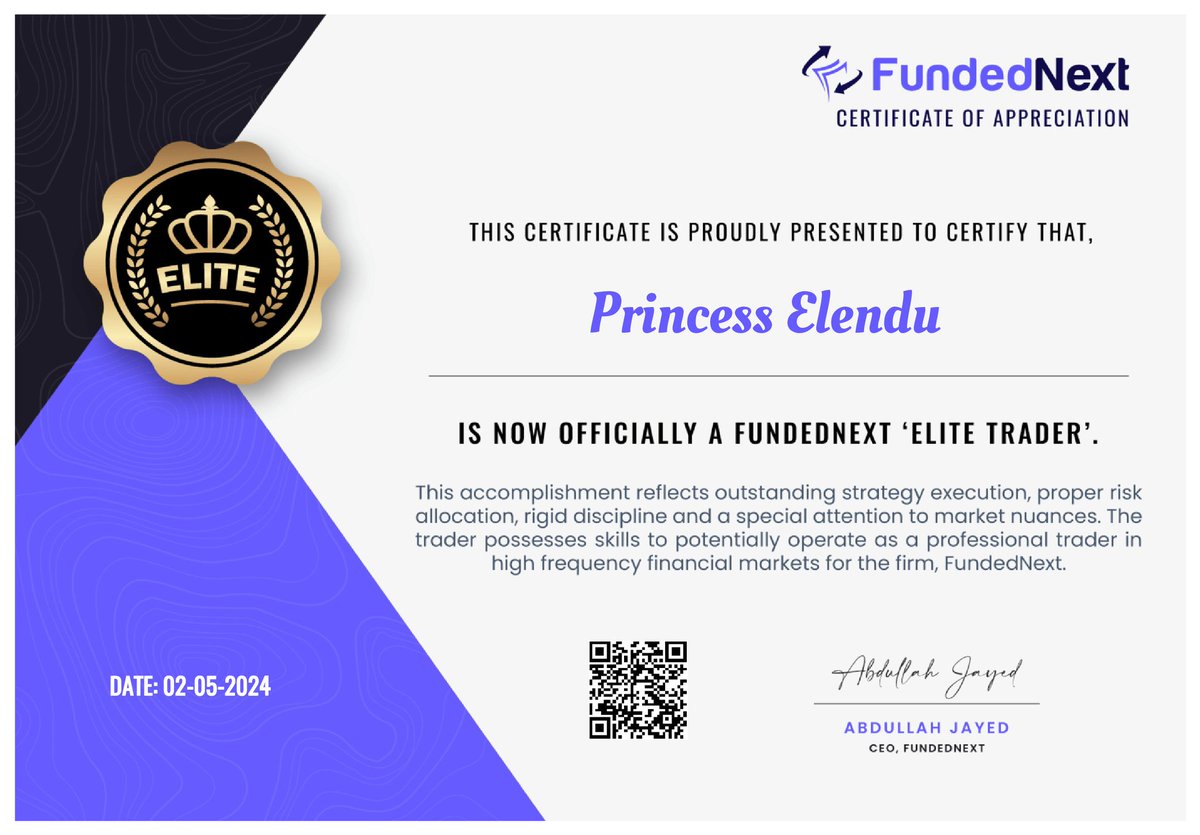 Officially an Elite Trader 💜👏
Thanks @FundedNext 
Payouts coming Next 😌🙌