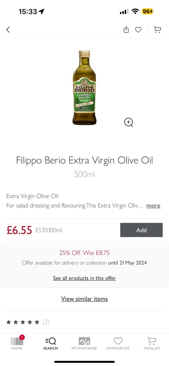 Because we’re all suffering I am refusing to gatekeep. Waitrose has 25% off Filippo 500ml 💀