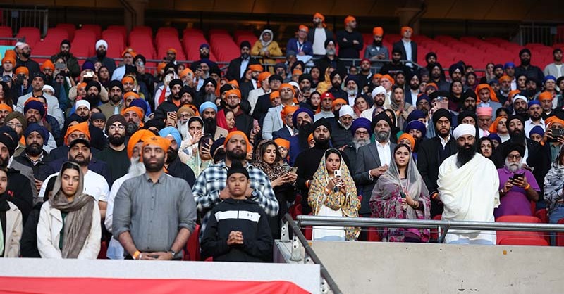 FA's tweet photo. We welcomed over 700 guests to @WembleyStadium for a celebration of Vaisakhi this week, the latest in our series of 'Faith and Football' events.