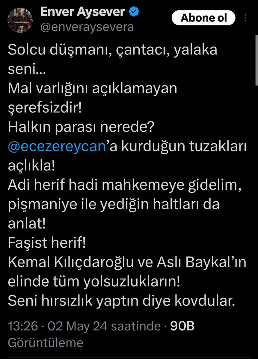 Eski Halk TV Genel Müdürü CHP'li Şaban Sevinç ile yandaş gazeteci Enver Aysever birbirine girdi. 'Solcu düşmanı, çantacı, yalaka..' 'Mal varlığını açıklamayan şerefsizdir.'