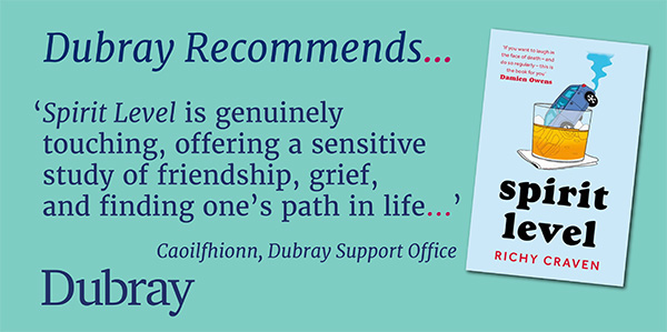 #DubrayRecommends Spirit Level by @RichyCraven A warm-hearted and sensitively written debut about male friendship and a lingering ghost 👻 Find this in our shops and online. dubraybooks.ie/product/spirit…