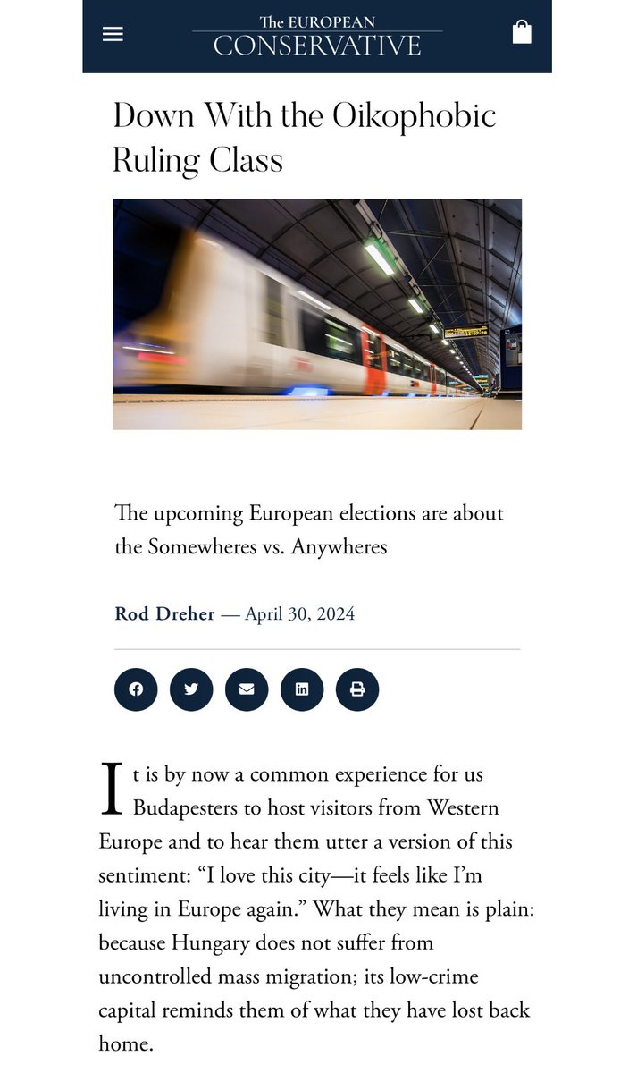 ‘It is by now a common experience for us Budapesters to host visitors from Western Europe and to hear them utter a version of this sentiment: “I love this city—it feels like I’m living in Europe again.” What they mean is plain: because #Hungary does not suffer from uncontrolled