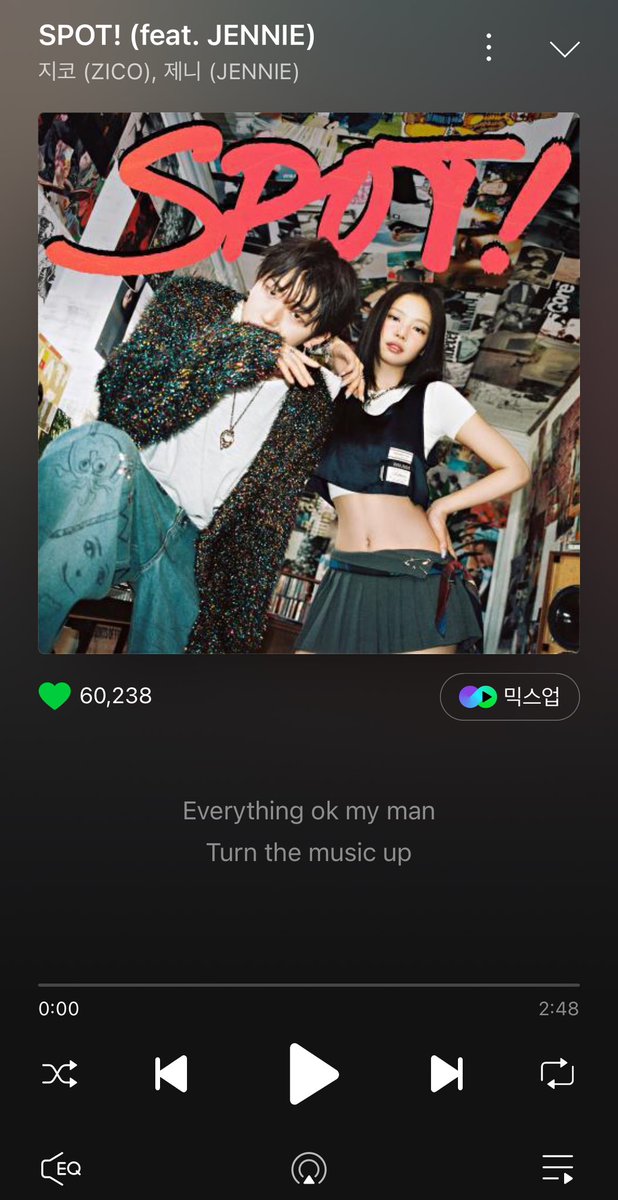 ZICO 'SPOT! (feat. #JENNIE of @BLACKPINK)' has now surpassed 60,000 likes on MelOn.