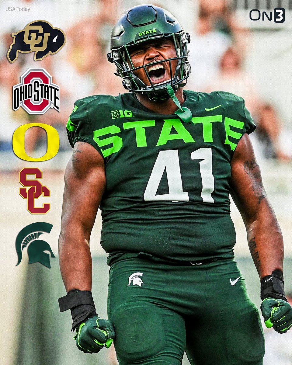 Colorado, Ohio State, Oregon, USC, and a return to Michigan State are on the table for DL transfer Derrick Harmon, per On3's @SWiltfong_ & @PeteNakos_👀 Intel: on3.com/news/five-team…