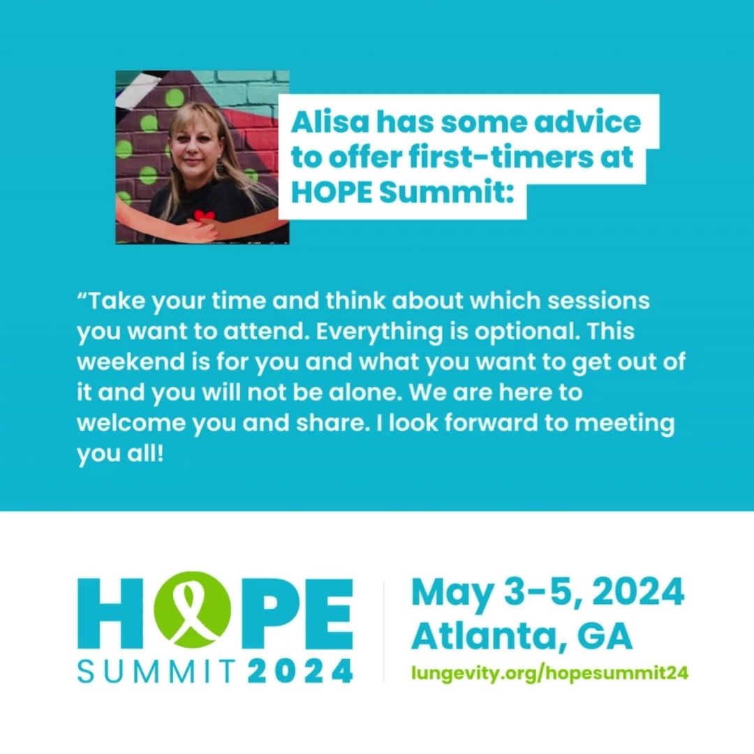 LUNGevity's tweet image. Meet Hope Ambassador, Alisa!

To learn more about the Hope Ambassadors, visit lungevity.org/hopesummit24 We can't wait to see you tomorrow!

#HOPESummit24 #ThisIsHOPE