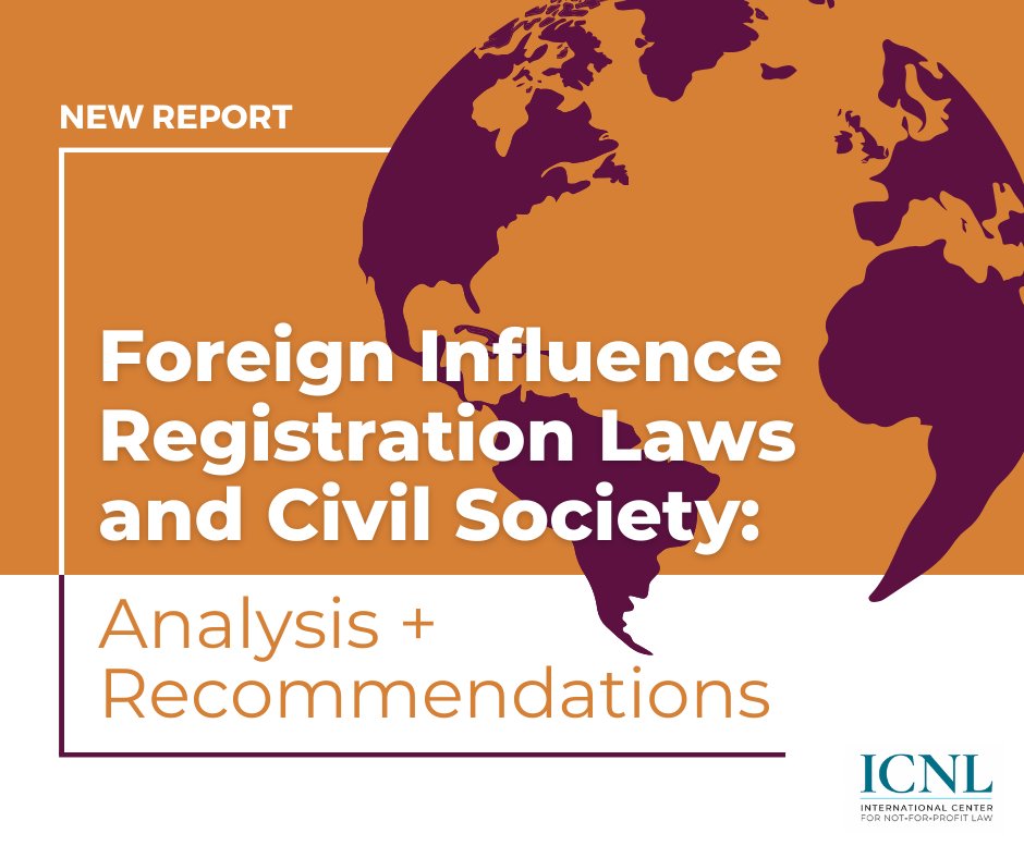 🔎 Often written with overbroad and vague provisions, foreign influence registration laws are increasingly being adopted by governments to burden, stigmatize, & criminalize civil society across the world. 

Learn more about this trend and its potential impact on #civilsociety 👉