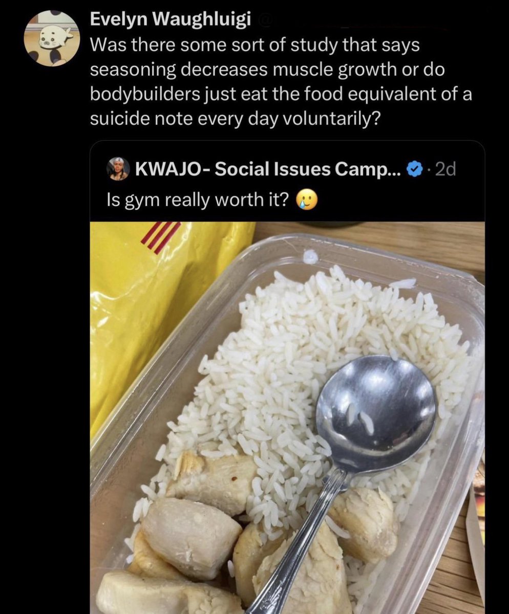 I would genuinely like to know how many people have been put off or given up improving their health in the gym because they believe you have to eat chicken and rice at every meal. I think it's probably one of the most pernicious misapprehensions there is.