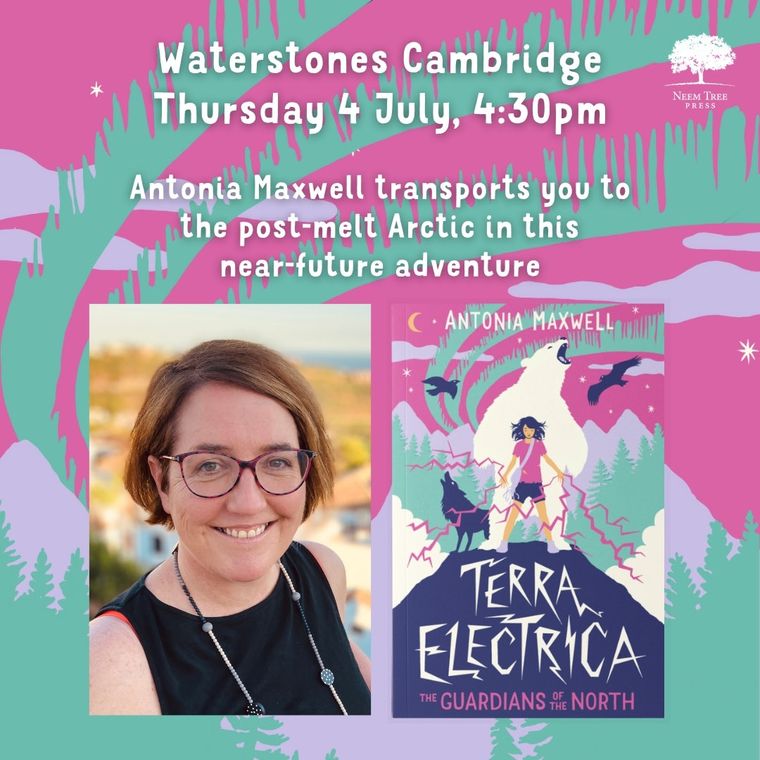 Only two months to go until Terra Electrica ⚡️❄️ is released into the world - come with me to the post-melt Arctic on launch day ⁦@WaterstonesCamb⁩ - tickets ⁦@NeemTreePress⁩ (link in bio) or waterstones.com/events/antonia… #KidsClimateFiction #ArcticSurvival #FutureEarthKids