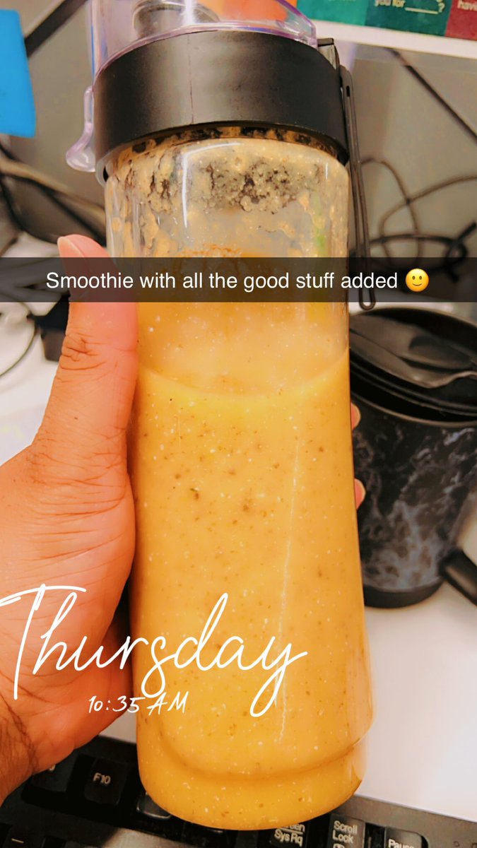 Veggie and fruit #smoothie with chia seeds, flaxseed meal, and hemp seeds 🙂