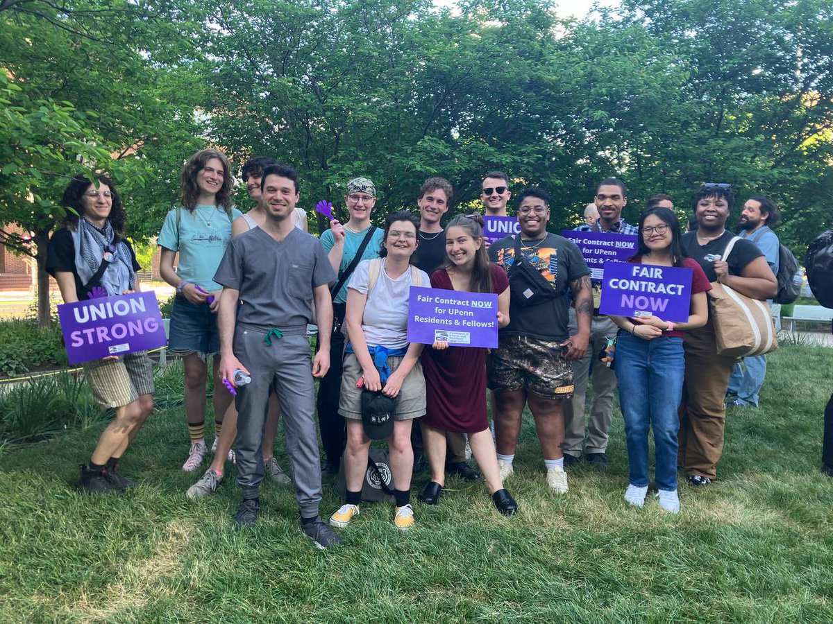 Our members spent May Day with Penn Medicine residents organized with @cirseiu at their rally for a fair contract. Penn Medicine brought in nearly $10 billion in revenue last year. It’s unconscionable that residents are barely scraping by! Come to the table @PennMedicine!