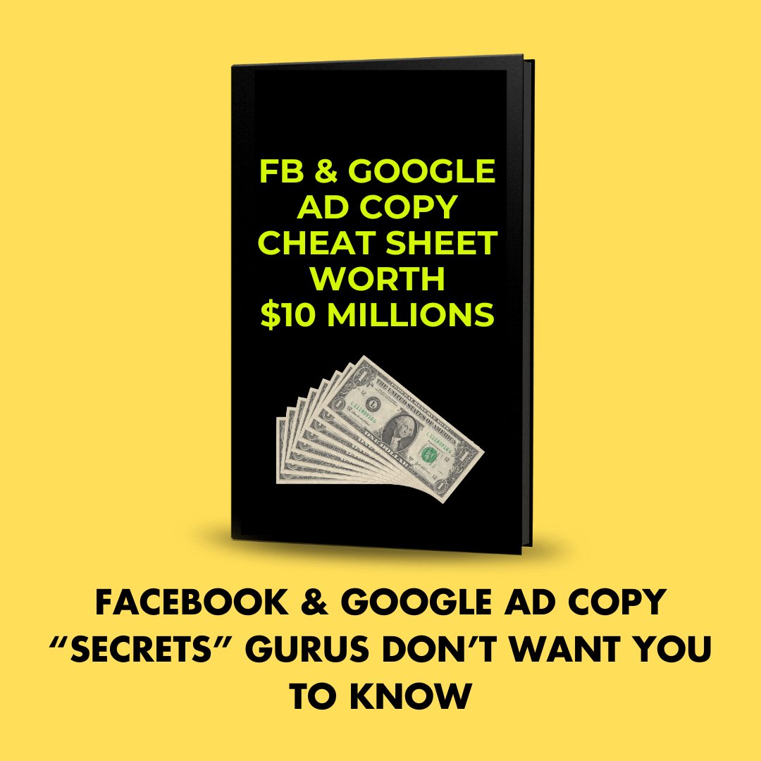 AbhiVoidX's tweet image. To h*ll with it!

Here's the exact guide on how to write the Ad copy which has generated Millions of $$$ for 7 and 8 figures Ecom Brands.

Gurus won't tell you this and in case someone tells, they'll charge $5000 for this.

But my pals, today it's 100% FREE. 

To get it, simply:…