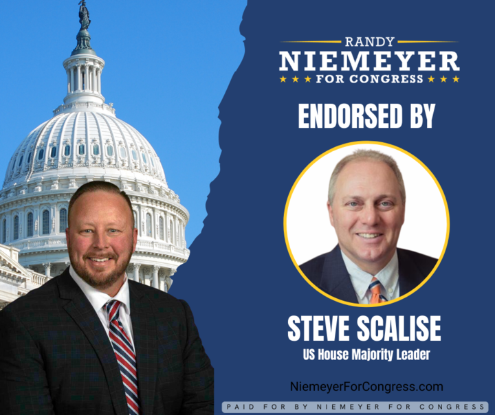 🚨KEY ENDORSEMENT ALERT🚨 House Majority Leader @SteveScalise Endorses Randy Niemeyer for Congress in #IN01