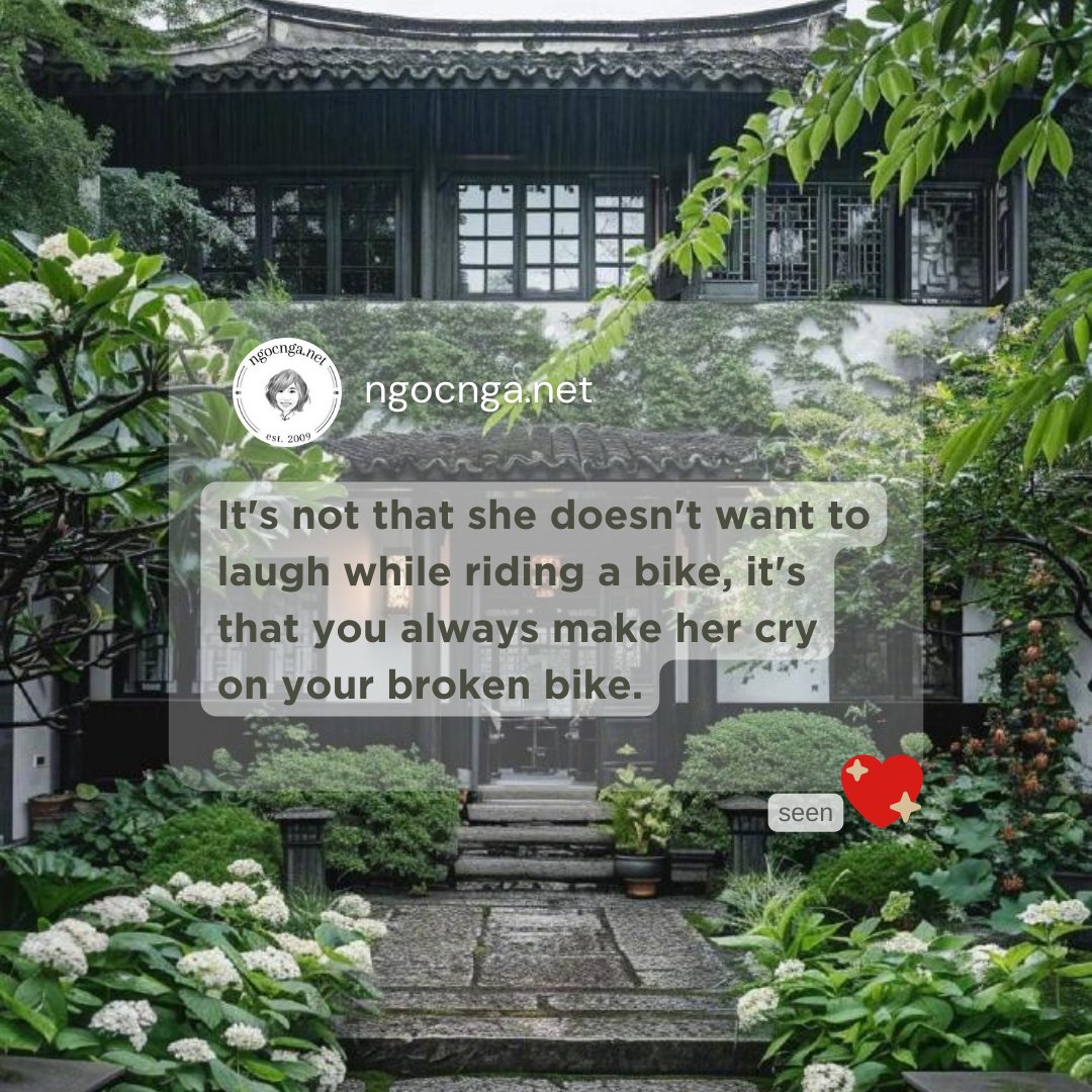 ngocnga.net/broken-bike-bl…
🚲😢👎 #LaughterAndTears #BrokenBikeBlues
Bùshì tā bù yuàn zuò zìxíngchē shàng xiào, shì nǐ qí gè pò zìxíngchē hái lǎo ràng tā kū.
#1quotein3languages #chineselanguage #learnchinese #learnmandarin #studychinese #chinesewords #chinese #pinyin #quotes #quote