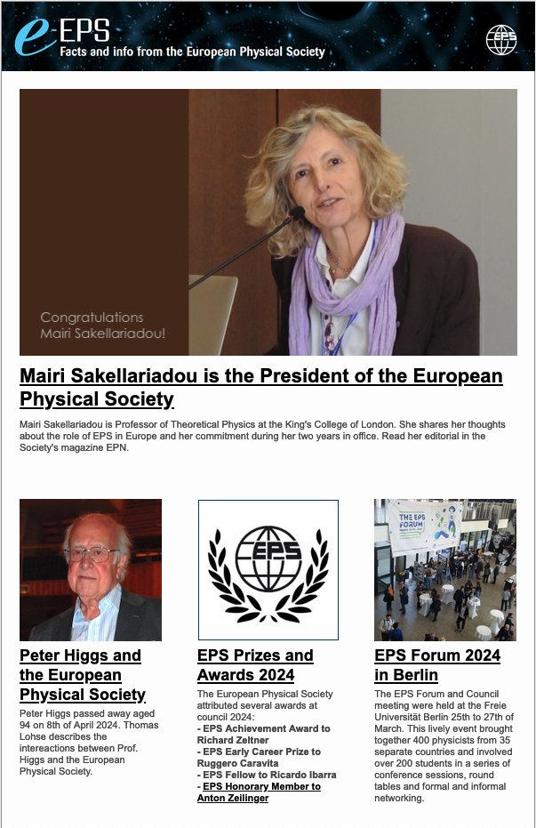 🤩The latest issue of e-EPS is out!
📨tinyurl.com/4dwwekha
#PeterHiggs #EPSForum2024 #DUNEexperiment #FusionEnergy