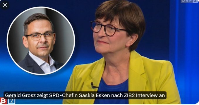 Sehr richtig, dass Gerald Grosz diese Saskia Esken von der SPD anzeigt.
Aussagen wie 'Die AfD ist eine Nazi Partei' zeigen welche Nazi Gesinnung diese Person hat.

Mir graut vor solchen Menschen!