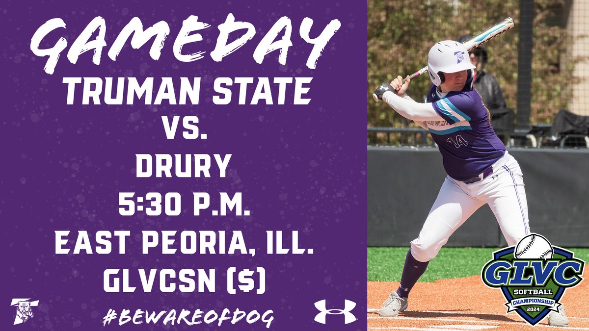 🥎 Postseason Gameday! 🥎 #6 @TrumanSoftball vs. #3 Drury ⏰ 5:30 p.m. 📍 East Peoria, Ill. 📺 ($) glvcsn.com 📊 trumanbulldogs.com/sidearmstats/s… 🎟️ glvcsports.com/sports/2021/11…