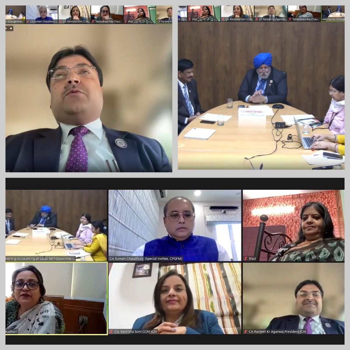 CA.Ranjeet K.Agarwal,President & CA.Charanjot Singh Nanda,VP, Ms.Y.R.Chaudhuri-ADAI-CAG, Ms.Meenakshi Sharma-Fmr.Dy.CAG, Dr.Chandra Shekhar-Addl.Secy-MoPR, Sh.Neeraj-CAO-MoRD&PR & CCMs addressed on Strengthening Accounting at Municipal & Panchayat level org. by CPGFM-ICAI