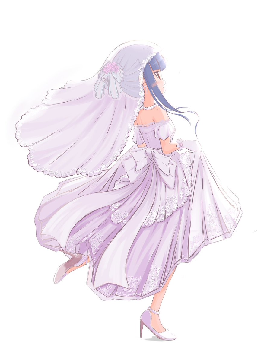 sajo yukimi 1girl solo long hair smile simple background white background gloves  illustration images