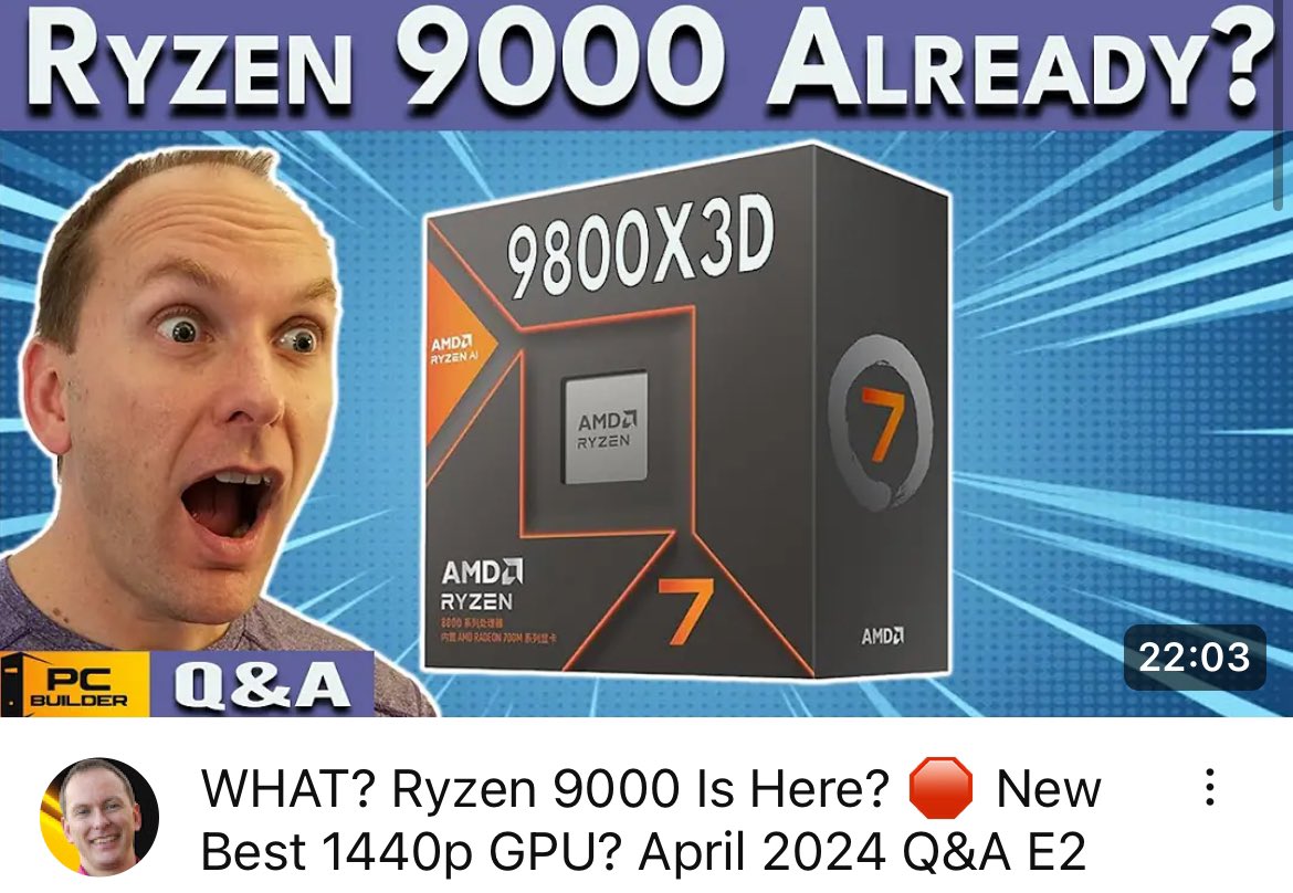 WHAT? Ryzen 9000 Is Here? 🛑 New Best 1440p GPU? April 2024 Q&A E2 youtu.be/Ki1RvcgNgmU?si… via @YouTube #pcbuild #pcbuilder #pcgaming