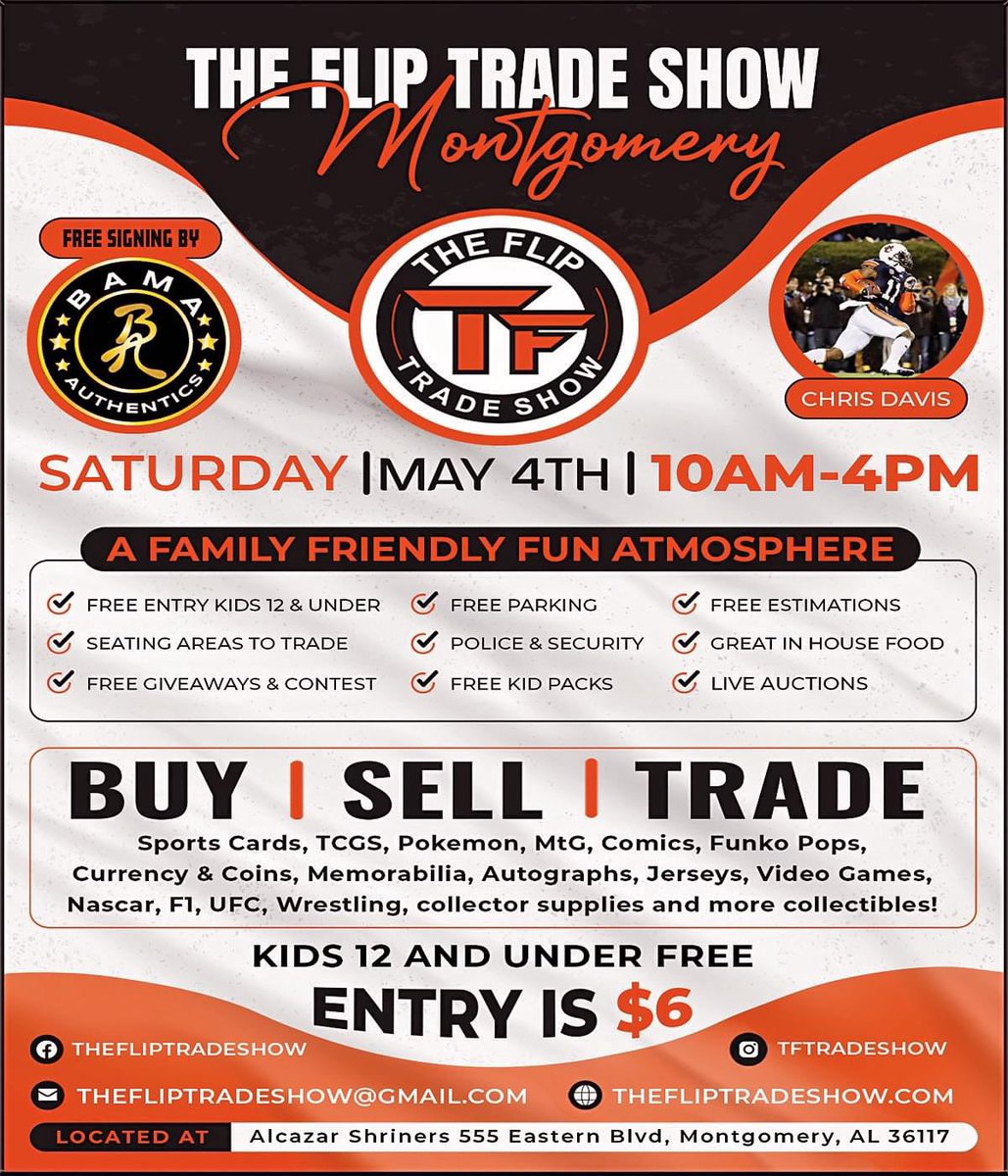 Montgomery folks, I’ll be up there Saturday for our first card show as a vendor. Come by and see me! Chris Davis will also be there signing stuff! It’ll be a blast.