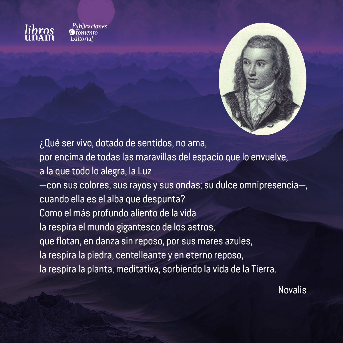 ✨Friedrich Leopold von Hardenberg, mejor conocido como Novalis, fue un escritor y filósofo del romanticismo alemán. 🤓 🎊 Conmemoramos los 252 años de su natalicio con la publicación de un fragmento de sus «Himnos a la noche», en @revista_unam. ➡️ bit.ly/3WnfVft 📚