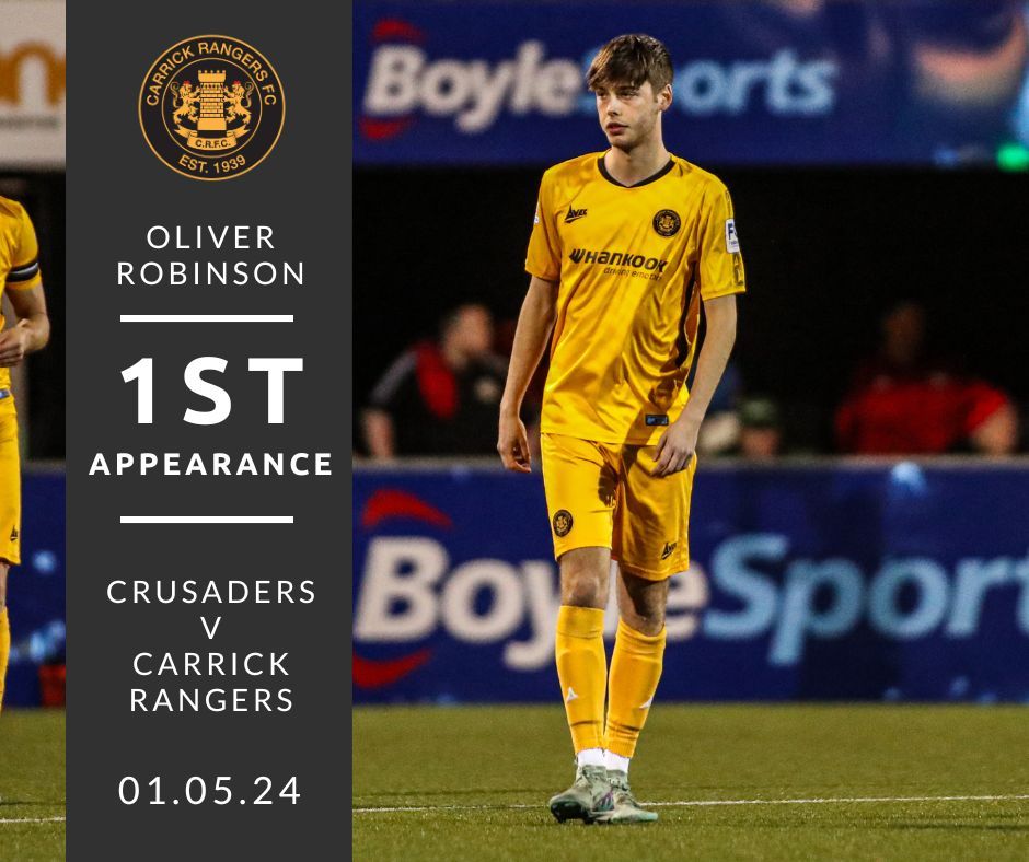 Congratulations to Oliver Robinson who came off the bench to make his Carrick Rangers debut last night 🥇 #CRFC | #AmberArmy 🟠⚫️