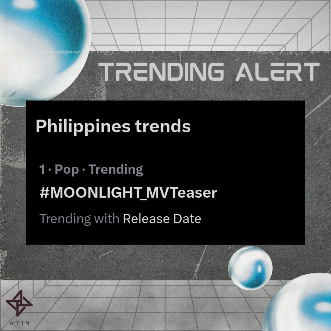 [ TRENDING ALERT ] Good job, A'TIN! Our hashtag is now sitting at the top spot nationwide! We surely proved that we are really ready for later's release! Let's keep the hype going! ⚪ @SB19Official #SB19 #MOONLIGHT_MVTeaser #IanxSB19xTerry