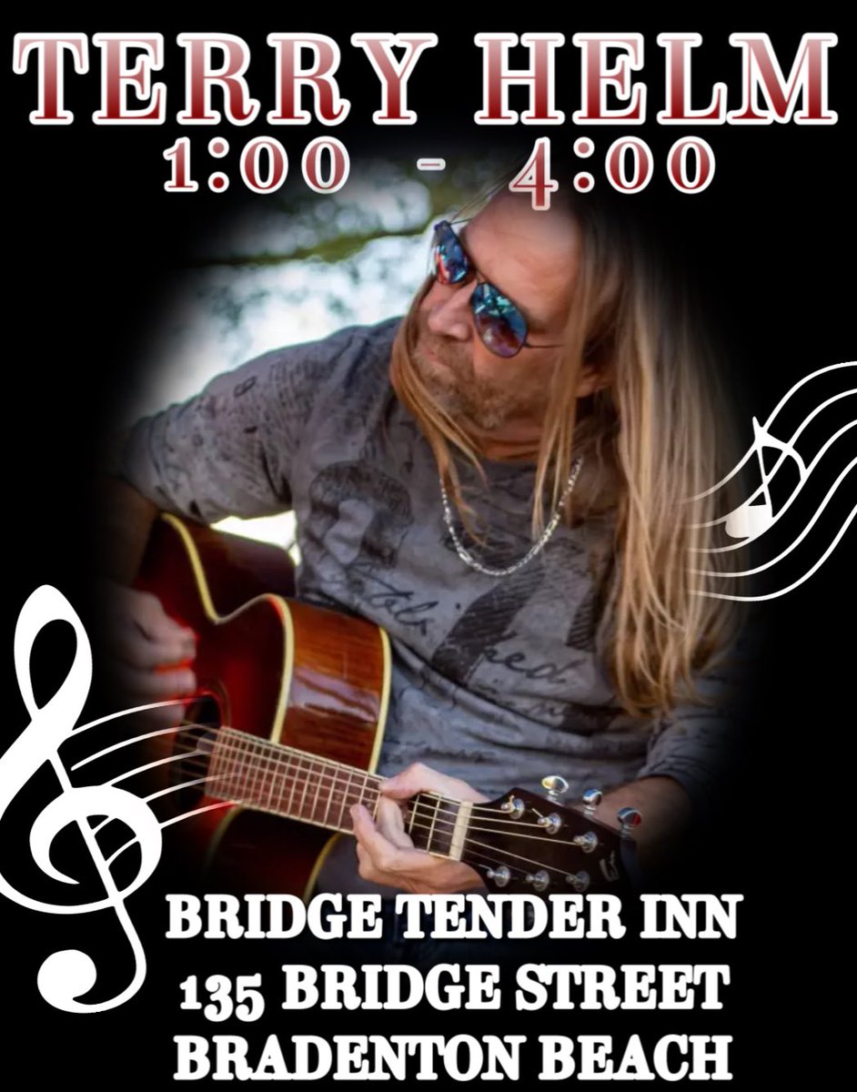 Great music begins today with Terry Helm at 1:00! 🎶🎶 #bridgetenderinn #bradentonbeach #annamariaisland #bestlivemusiconAMI #terryhelm #meetmeatthetender #CheersToGoodFood #yummylibations