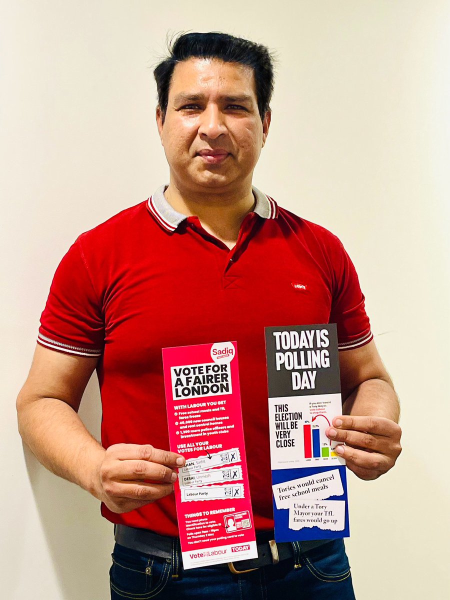 It’s Polling Day. Busy in door knocking in Dagenham area and asking voters to come out and vote. #Maythe2nd #2ndmay2024 #Elections2024 #elections

Don’t forget to bring your actual photo ID with you.
#VoteLabour
#VoteSadiqKhan
#VoteUnmeshDesai
#LondonAssemblyElections2024
#Labour