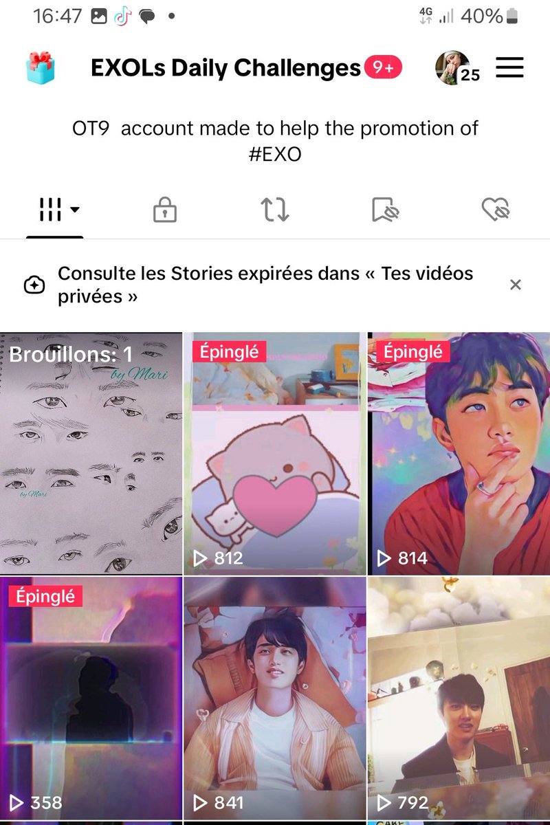 The video with most views likes on tiktok for us are those with fanarts . So if you can draw , help us to add more videos for #EXO  on Tiktok! 
You can draw any member and add an official sound ! 

You can make for  #Popcorn by #DOH 
and #Psychic by #Lay