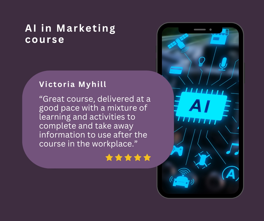💫 5-star client review! Thank you, Victoria Myhill, for your top rating for the #AI in #Marketing course! 
Missed this free workshop? You can book it in #Cromer and #KingsLynn!

▶ Tue 7 May, Cromer eventbrite.com/e/digital-mark…
▶ Thu 23 May, King's Lynn eventbrite.com/e/digital-mark…
