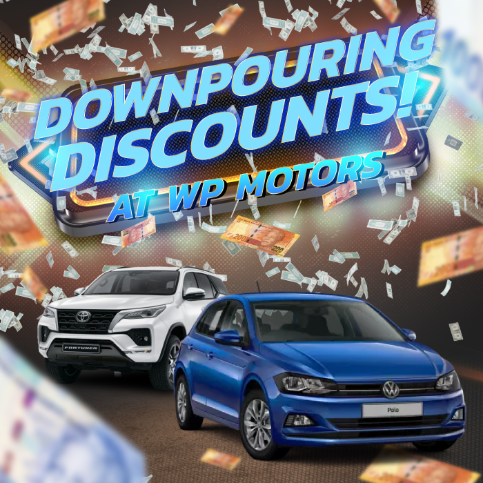 It's downpouring discounts at WP Motors! 

Find your perfect ride today! 
wpmotors.co.za

#WPMotors #ZeroDepositDeals #NationwideDelivery