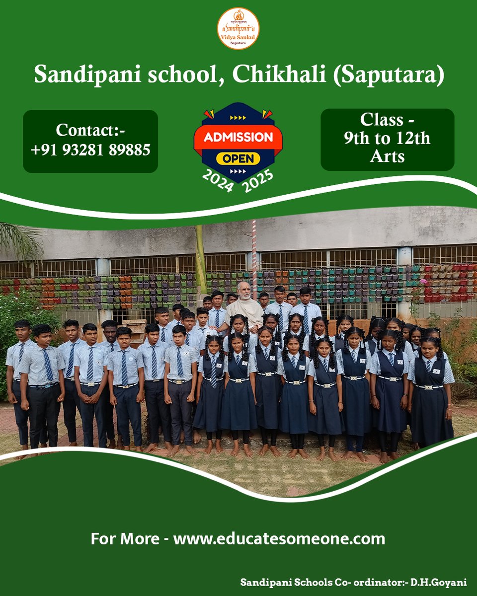 📣 Exciting News! 🎉 Sandipani Vidya Sankul, Saputara is glad to announce that #Admissions for academic year 2024-2025 are now open! 

Contact- +91 97268 59145, +91 96244 85501

🌐educatesomeone.com

 #SandipaniSchools