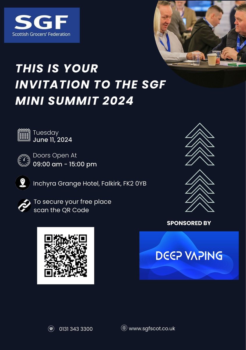 Come and join us on 11th June at the beautiful Inchyra Grange Hotel Falkirk for the 2024 SGF Mini Summit. Scan the QR code below to secure your place.