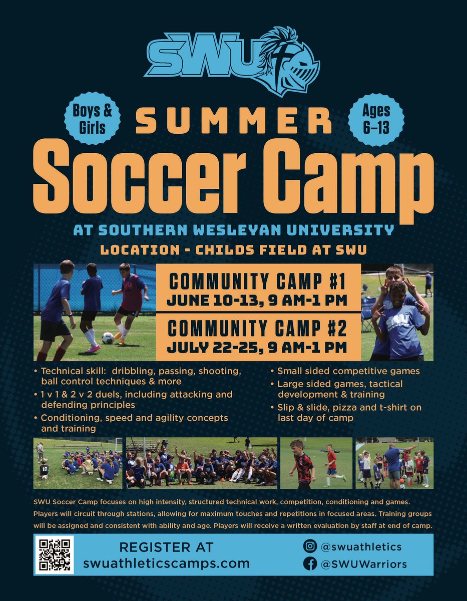 Summer is fast approaching which means that summer camps are right around the corner Does your kid love soccer? Be sure to check out two awesome summer soccer camps by going to swuathleticscamp.com We can’t wait to see you there #teamswu #ncaad2 #conferencecarolinas