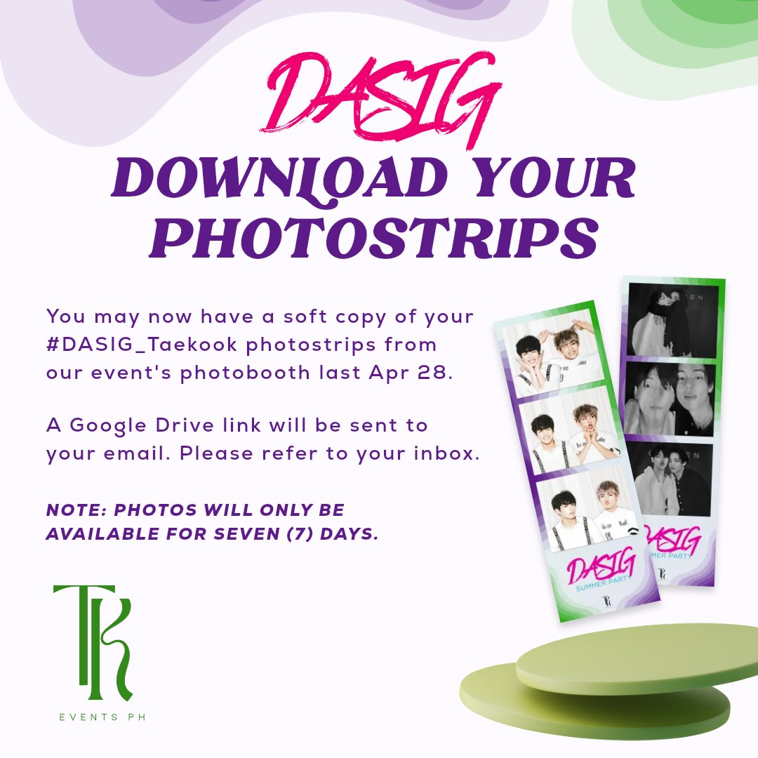 We loved seeing all your smiling faces and your energy was contagious! Event photos and photostrips were sent to your email. 

We hope you enjoyed the event and we’re looking forward to seeing you all again soon 💜💚

#Dasig_Taekook
#TKeventsPH