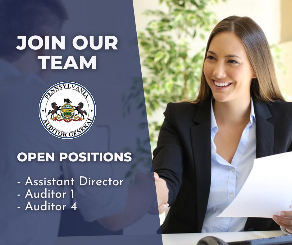 Join our team to make a direct impact on Pennsylvania! We are hiring multiple positions in various divisions. Apply today: paauditor.gov/careers