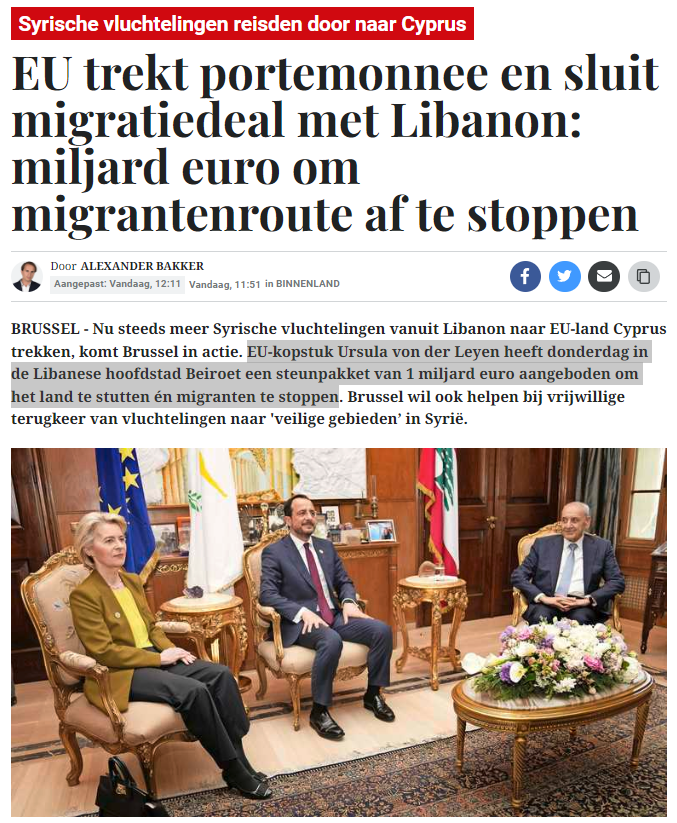 1 Miljard EU geld naar Libanon. Uw geld wordt goed besteedt mensen, heel goed. 

Wel jammer dat de brandstof aan de pomp straks weer omhoog gaat om die falende EU beleid te supporten.

Alles wat deze mensen doen, alles wat Rutte doet, betaald u.

Daarom, #StemZeWeg bij #eu2024