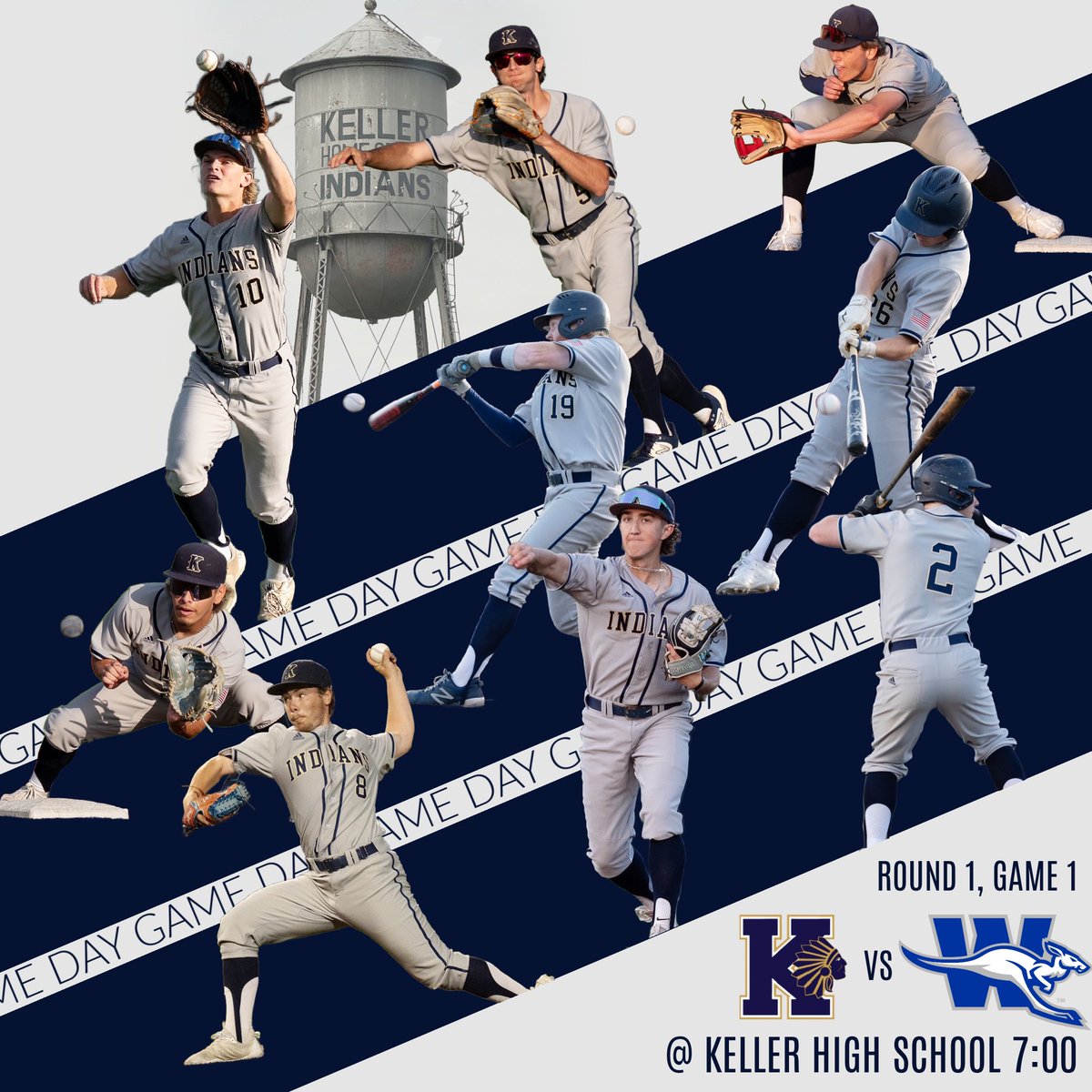 IT’S PLAYOFF TIME!!! 

Round 1, Game 1 TONIGHT!!
Keller VS Weatherford
📍 Keller High School
⏰ 7:00 PM
📣 BRING YOUR NOISE MAKERS, WEAR YOUR SPIRIT WEAR!! Let’s GO!!!! ⚾️💛💙