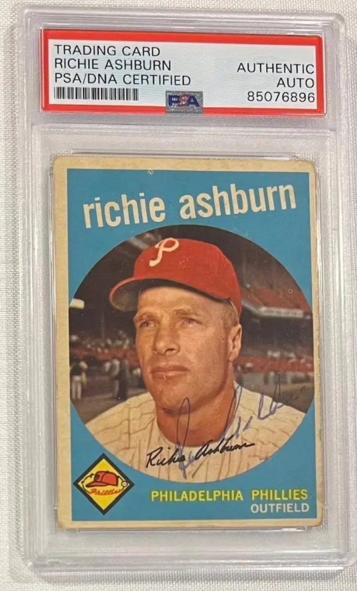 Another one added to the Richie Ashburn autographed Phillies run. That leaves only three left. His 1949 Bowman rookie card, his 1952 Topps and his 1958 Topps 🔥